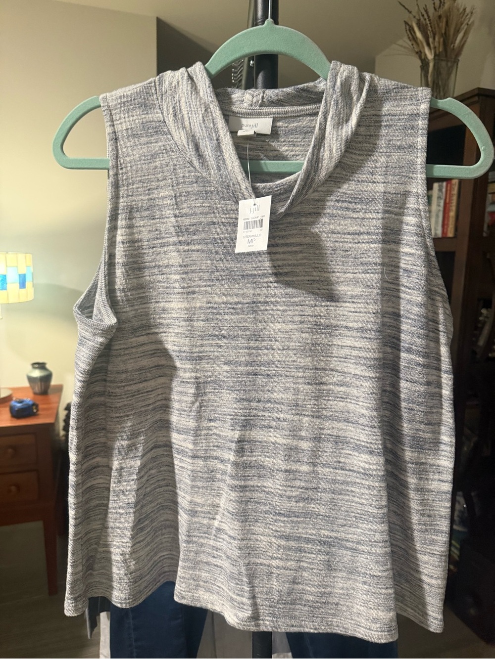 J. Jill Heathered Gray Sleeveless Hooded Tank